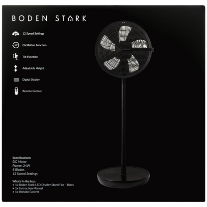Boden Stark LED Display Stand Fan - Black