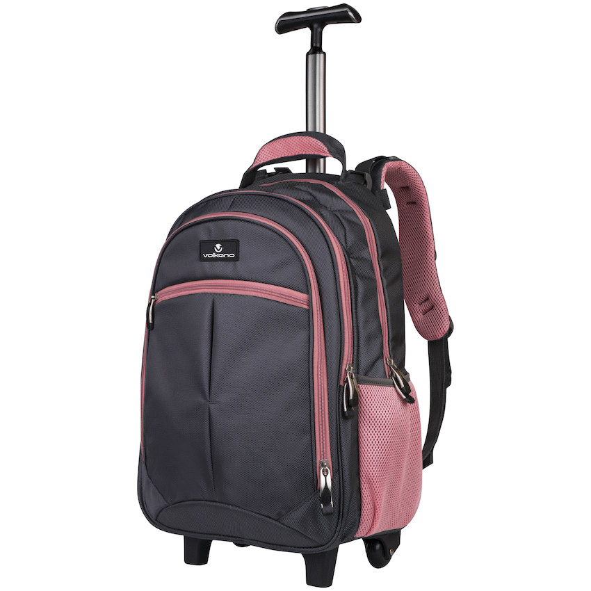 Volkano Orthopaedic Trolley Backpack 27L - Dark Grey/Pink