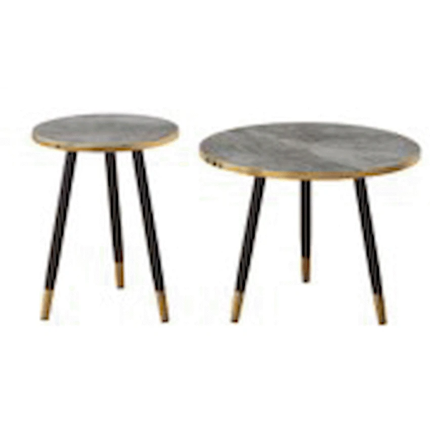Everfurn Diana Coffee Table Grey Marble with Black Legs