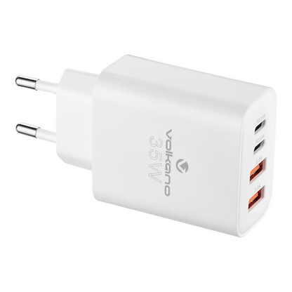Volkano Quad Series 2x PD USB-C 2x USB-A 3a 35W Wall Charger