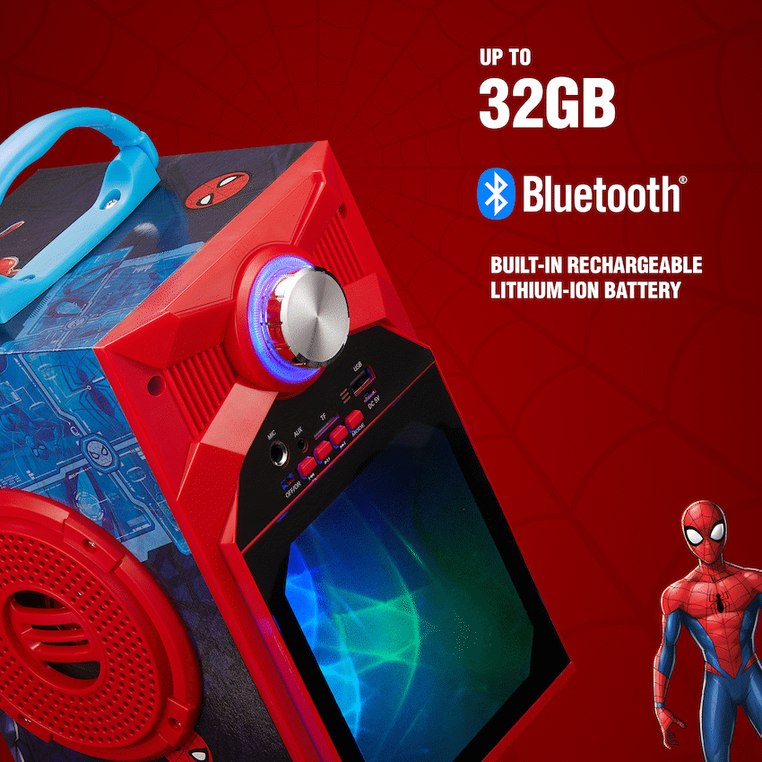 Marvel Spider-Man Galaxy LED Stars Karaoke Machine with Microphone