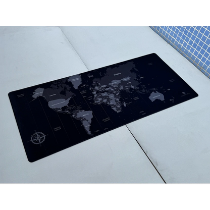 Everfurn Desk Mat - World Map - Large - Black - Non-Slip