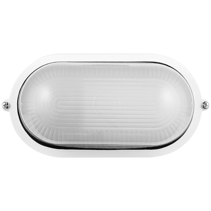 Ellies Illume Series - AC Oval Bulkhead - Aluminium + Glass - E27 Base - WT