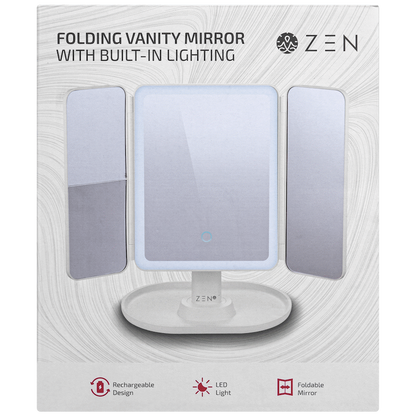 ZEN Selene Series Detachable Trifold Makeup Mirror - White