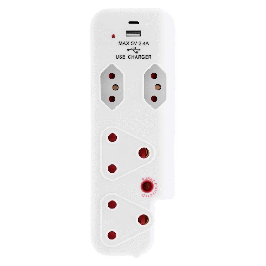 Ellies  4 Way Surge adaptor with type C + USB - WT