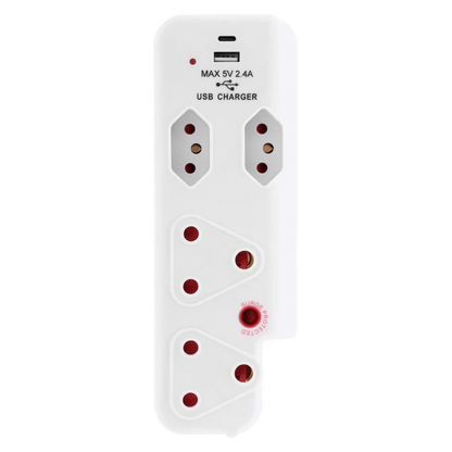 Ellies  4 Way Surge adaptor with type C + USB - WT