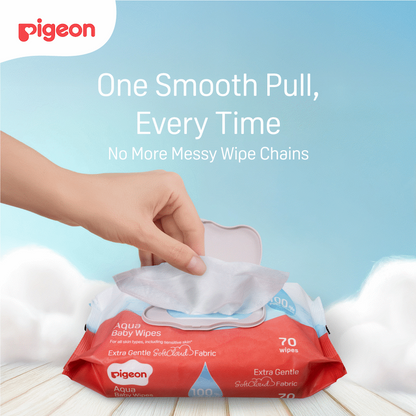 PIGEON AQUA BABY WIPES 70's FLIPTOP  3-IN-1