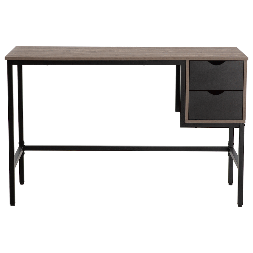 Everfurn Rampart Office Desk with Two Drawers, Powder-Coated Steel, Adjustable Feet