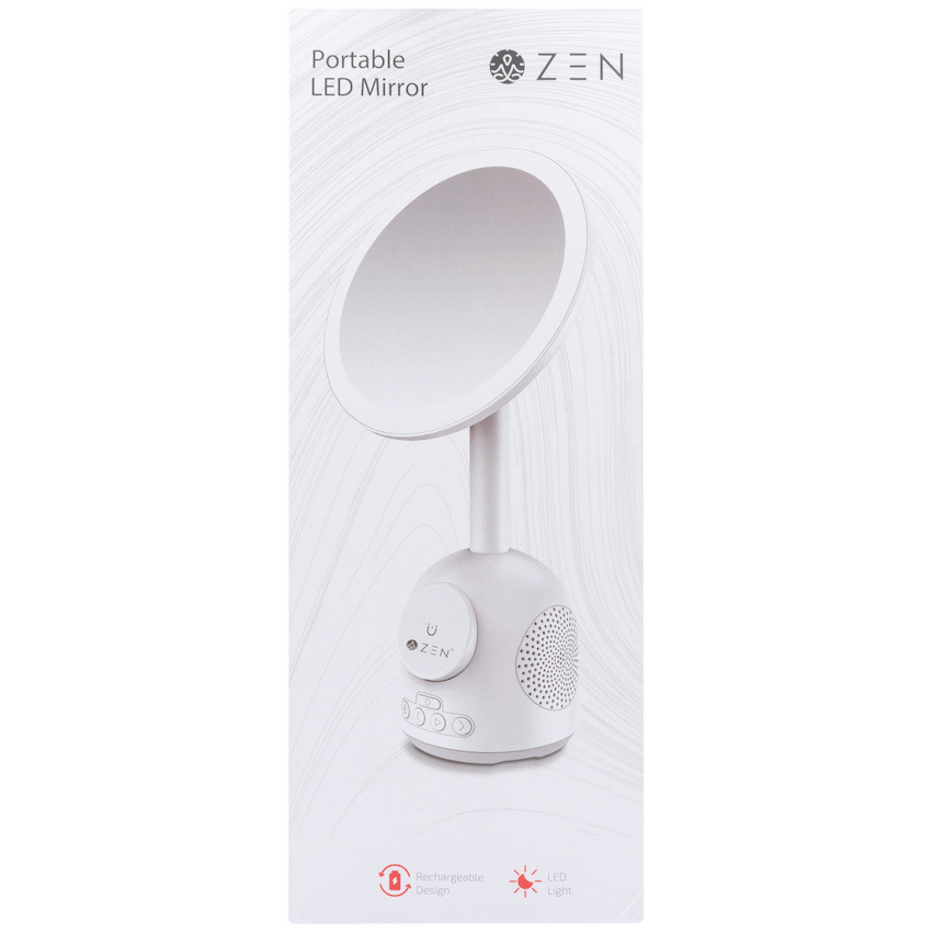ZEN Unify Series Wireless Phone Charger with Bluetooth Speaker and Mirror - White