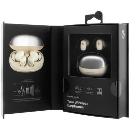 Volkano Sugar-Cube Active Noise-Cancelling True Wireless Earphones - Nude