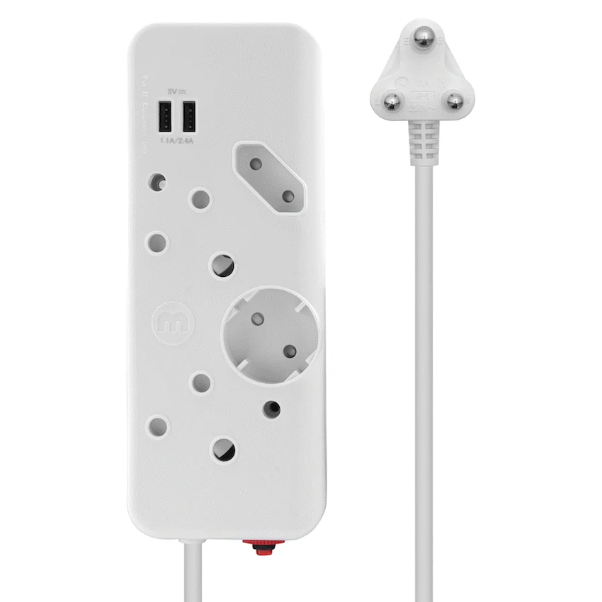 Ellies 4-Way Multiplug - 2 x USB 2.4a - 0.4m