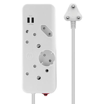Ellies 4-Way Multiplug - 2 x USB 2.4a - 0.4m