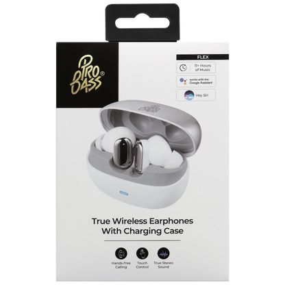 Pro Bass Flex Series TWS Earphone - White + Grey