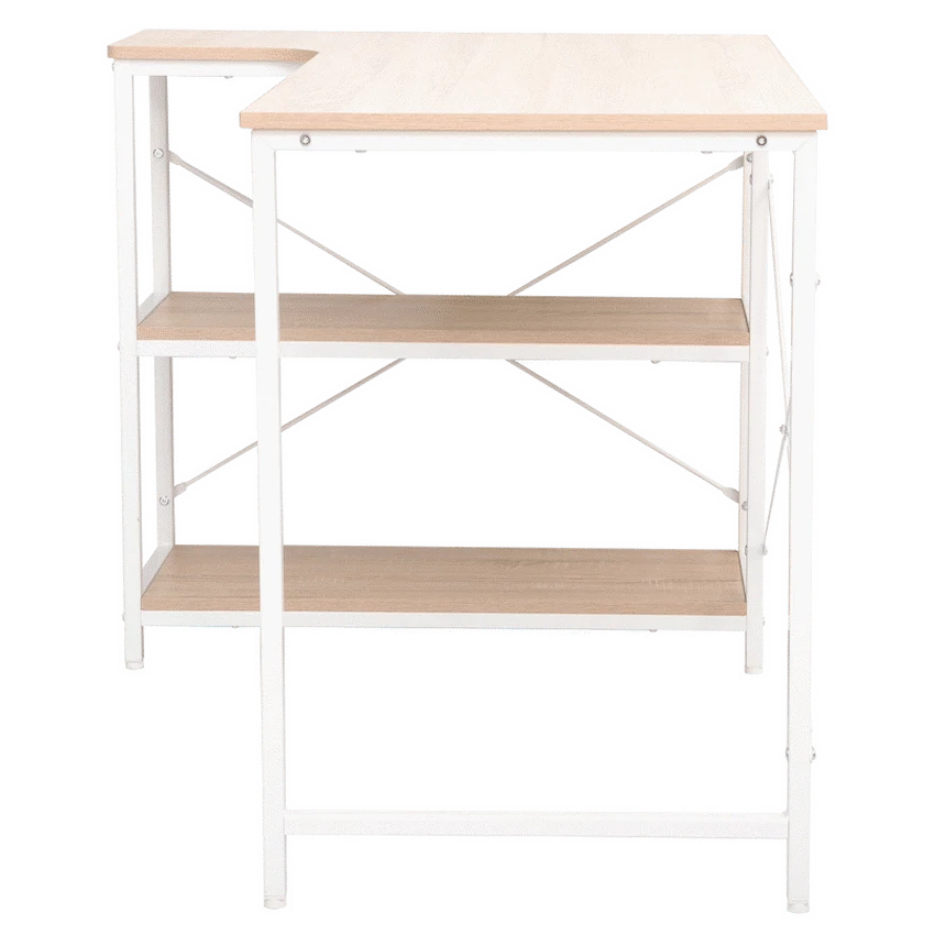Everfurn Anthony Work Desk - Light Oak and White Frame