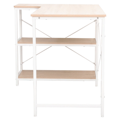 Everfurn Anthony Work Desk - Light Oak and White Frame