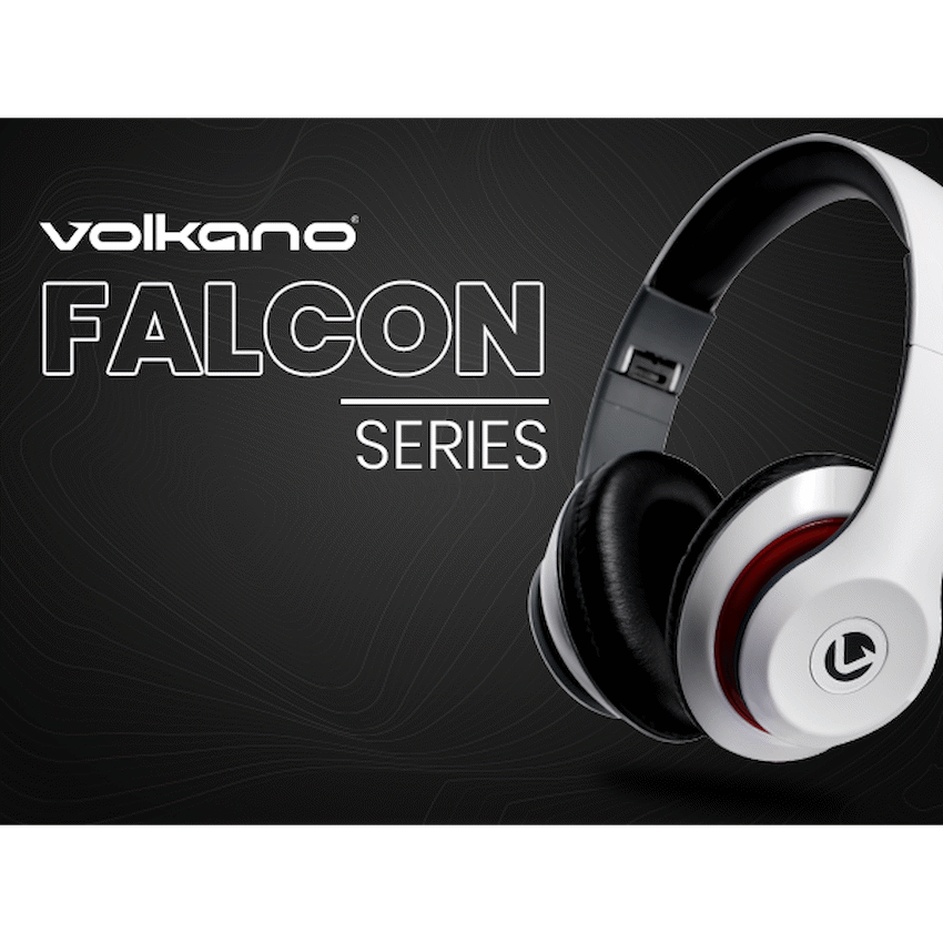Volkano Falcon Series Headphones with Microphone - White