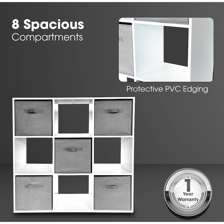 Everfurn Ninefold Bookshelf with 5 Storage Bins