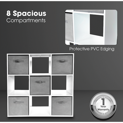 Everfurn Ninefold Bookshelf with 5 Storage Bins