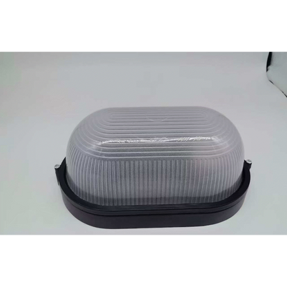 Ellies Illume Series - AC Oval Bulkhead - Aluminium + Glass - E27 Base - BK
