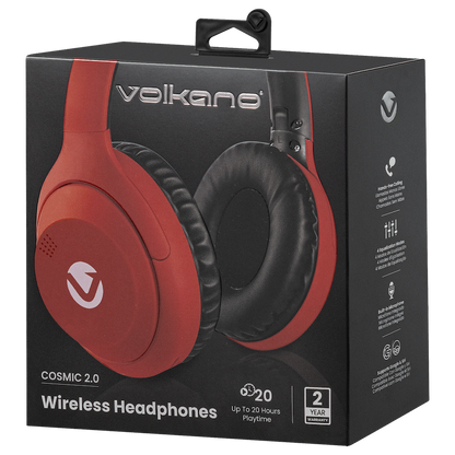 Volkano Cosmic 2 Series Bluetooth Headphones - Red