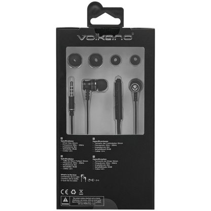Volkano Earphones with Mic - STANNIC SERIES - Black