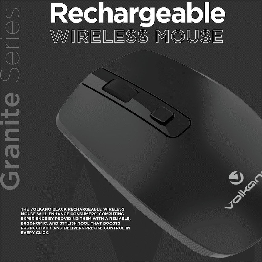Volkano Granite Series Rechargeable Wireless Mouse - Black