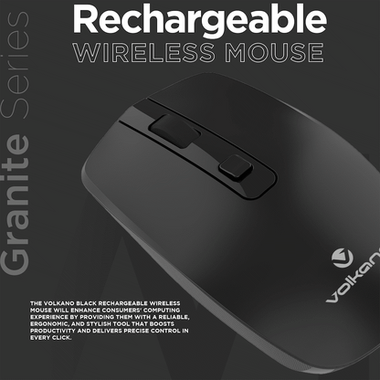 Volkano Granite Series Rechargeable Wireless Mouse - Black