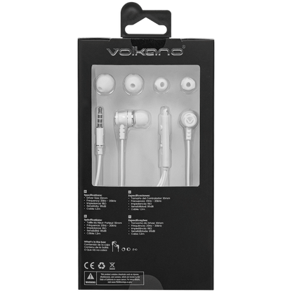 Volkano Earphones with Mic - Stannic Series - White