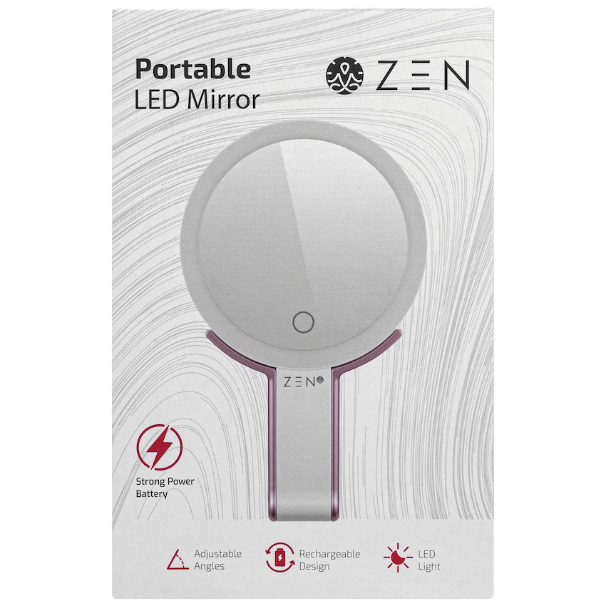ZEN JestSet Series Portable Handheld LED Mirror - White