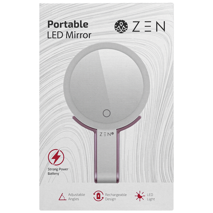 ZEN JestSet Series Portable Handheld LED Mirror - White