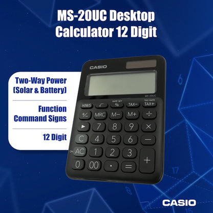 Casio MS-20UC - Desktop Calculator 12-Digit - Black