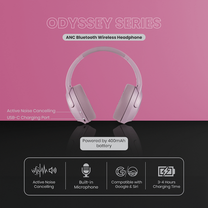 Volkano Odyssey ANC Bluetooth Wireless Headphone - Rose Gold