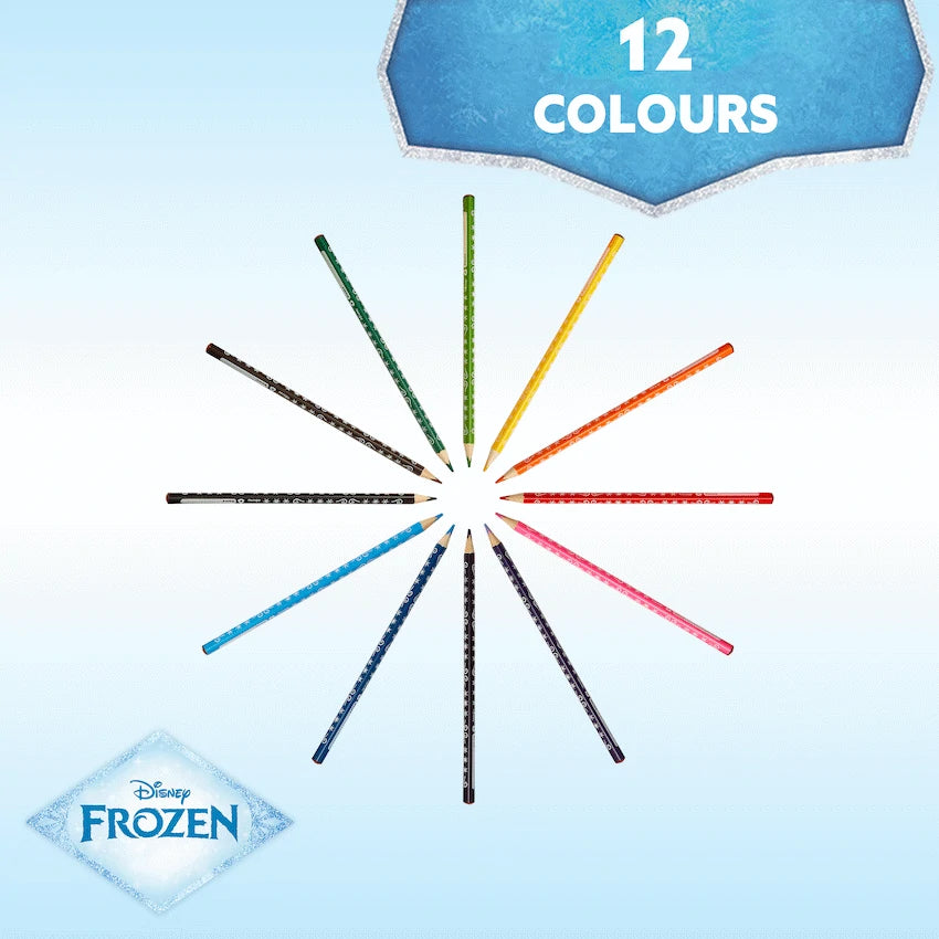 Frozen 12 Colour Pencils Triangular - Multi