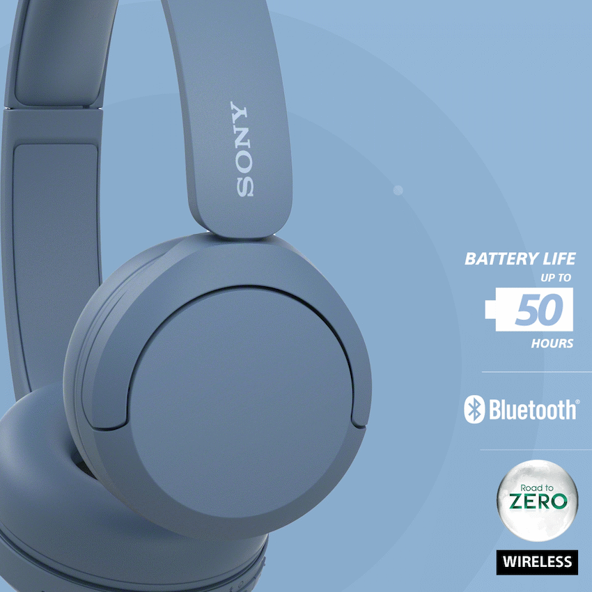 Sony WH-CH520 (Blue) Bluetooth On-Ear Headphones