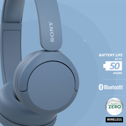 Sony WH-CH520 (Blue) Bluetooth On-Ear Headphones