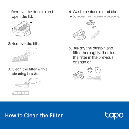 TP-Link Tapo RVA100 Main Brush  x1, Side Brush  x2, HEPA Filter(Large Size)  x2 for Tapo RV10 Lite