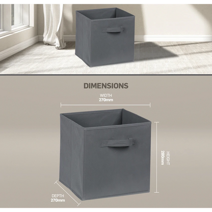 Everfurn Storeman Grey, Collapsible Fabric Organiser Storage Basket - 10 Pack