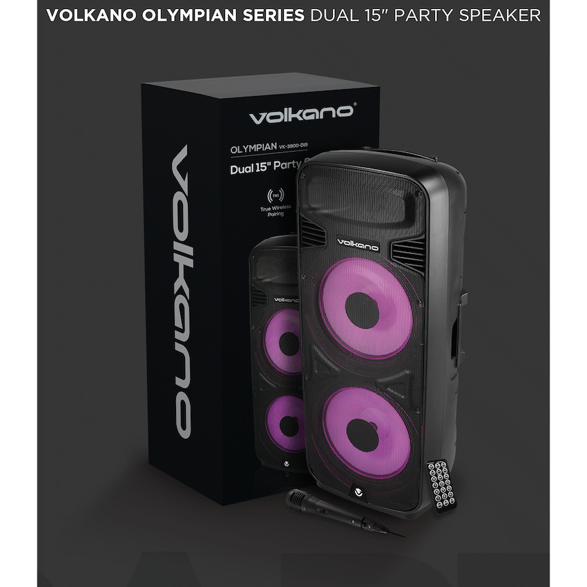 Volkano Olympian Series Dual 15" Party Speaker - Black