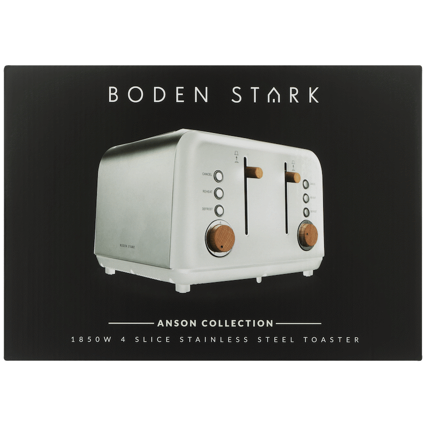 Boden Stark Anson Collection 4 Slice SS Toaster White