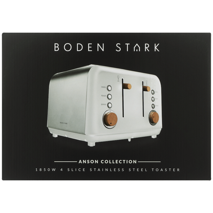 Boden Stark Anson Collection 4 Slice SS Toaster White