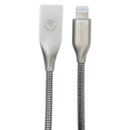 Volkano Iron Series Round Metallic Spring MFI Lightning Cable 1.2m - Silver
