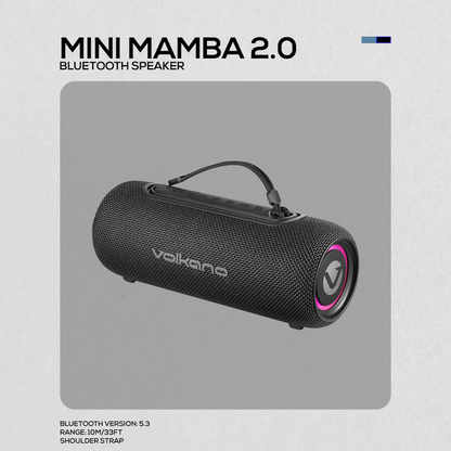 Volkano Mini Mamba 2.0 Series Bluetooth Speaker - Black
