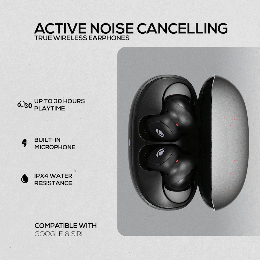 Volkano Sugar-Cube Active Noise Cancelling True Wireless Earphones - Black