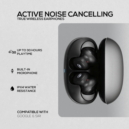 Volkano Sugar-Cube Active Noise Cancelling True Wireless Earphones - Black