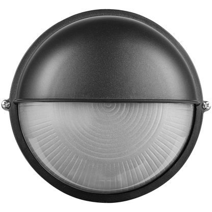 Ellies Arc Series - Large AC Round Bulkhead - Aluminium + Glass - E27 Base -BK