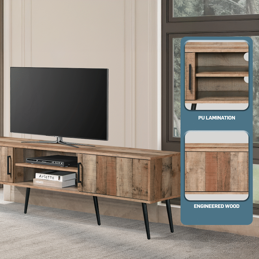 Everfurn Vernice TV Stand - 1800w with Two Cupboards