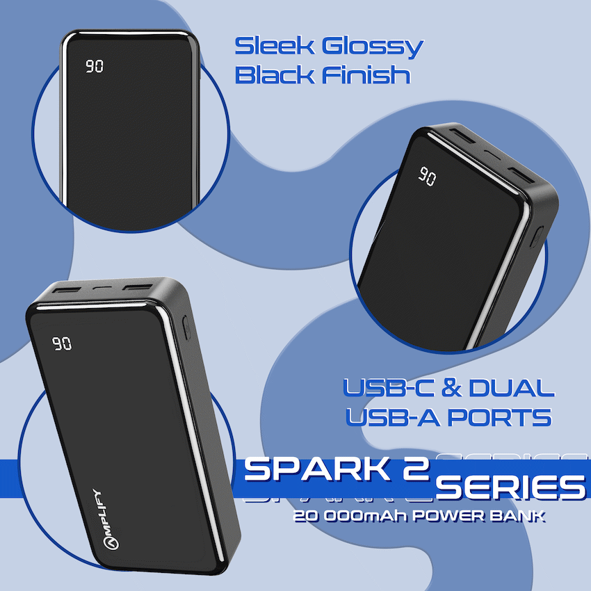 Amplify Spark 2 Series 20 000 mAh Power Bank - Black