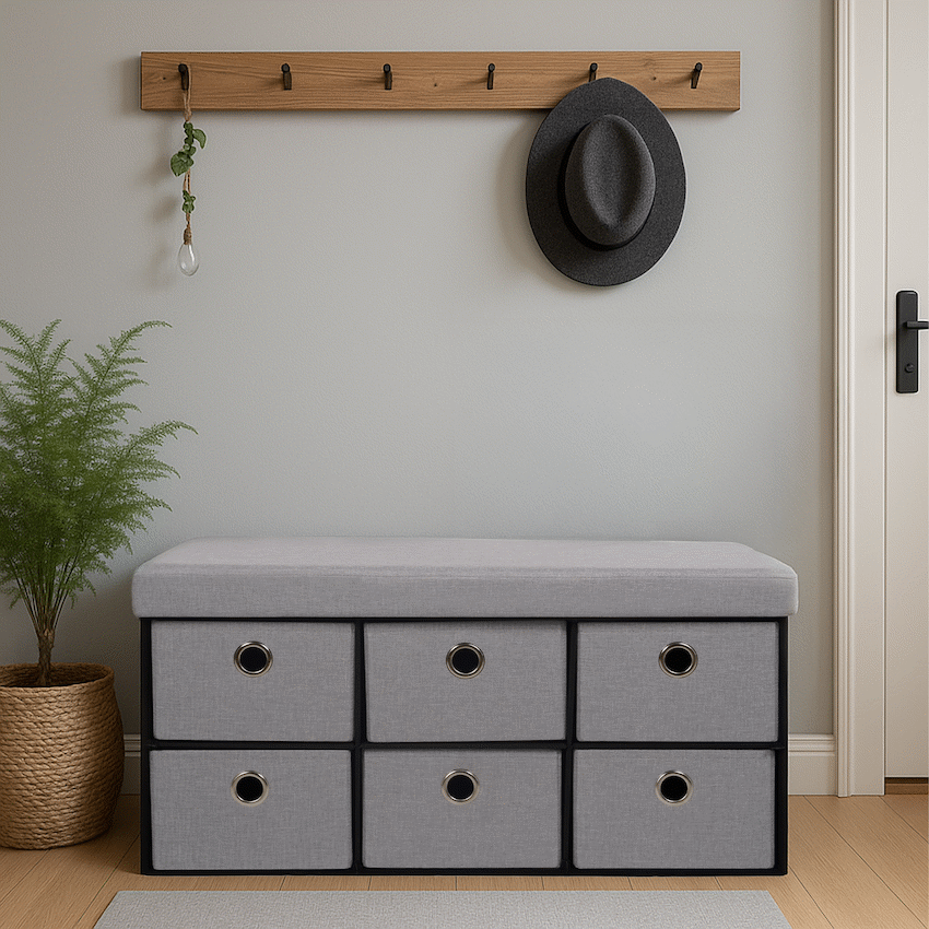 Foldable Storage Ottoman with Six Drawers