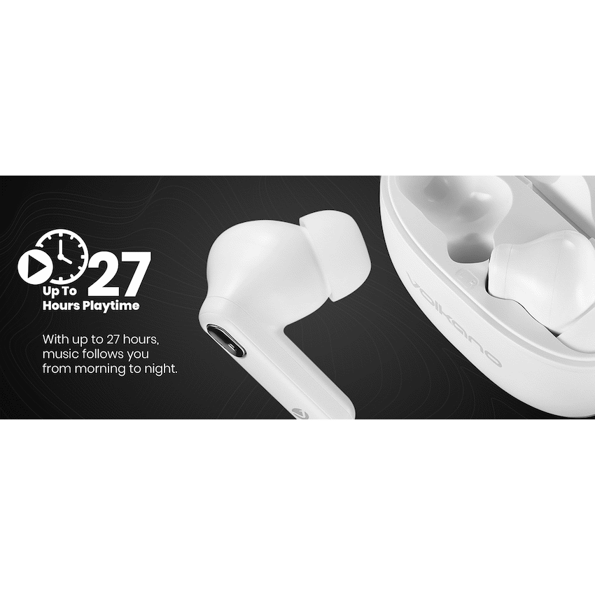 Volkano Pulse Series True Wireless Earphones with Charging Case - White