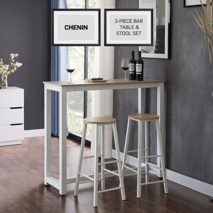 Everfurn Chenin 3-Piece Bar Table & Stool Set with Powder-Coated Frame